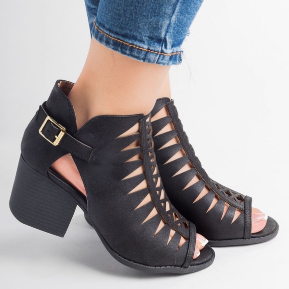 Shoes - VICTORIA Cut Out Bootie - BLACK